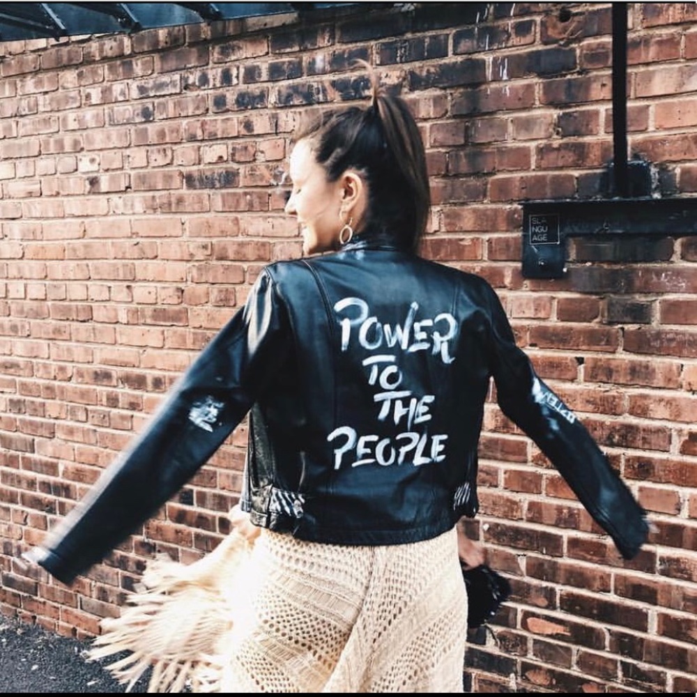 Hand painted Vintage Leather Jacket